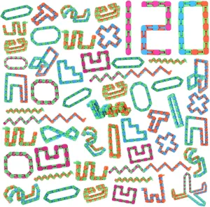 Vanblue 120Pcs Fidget Toys Wacky Tracks Bulk for Kids Snap Fidgets Click Finger Sensory Snake Puzzles Toys Gifts for Toddle Adult Autism Stress Relief Classroom Goodie Bag Stocking Stuffers Travel