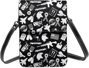 Veterans Day and Eagle USA Flag Cell Phone Purse Small Crossbody Bag For Women Men Wallet Purse With Adjustable Strap