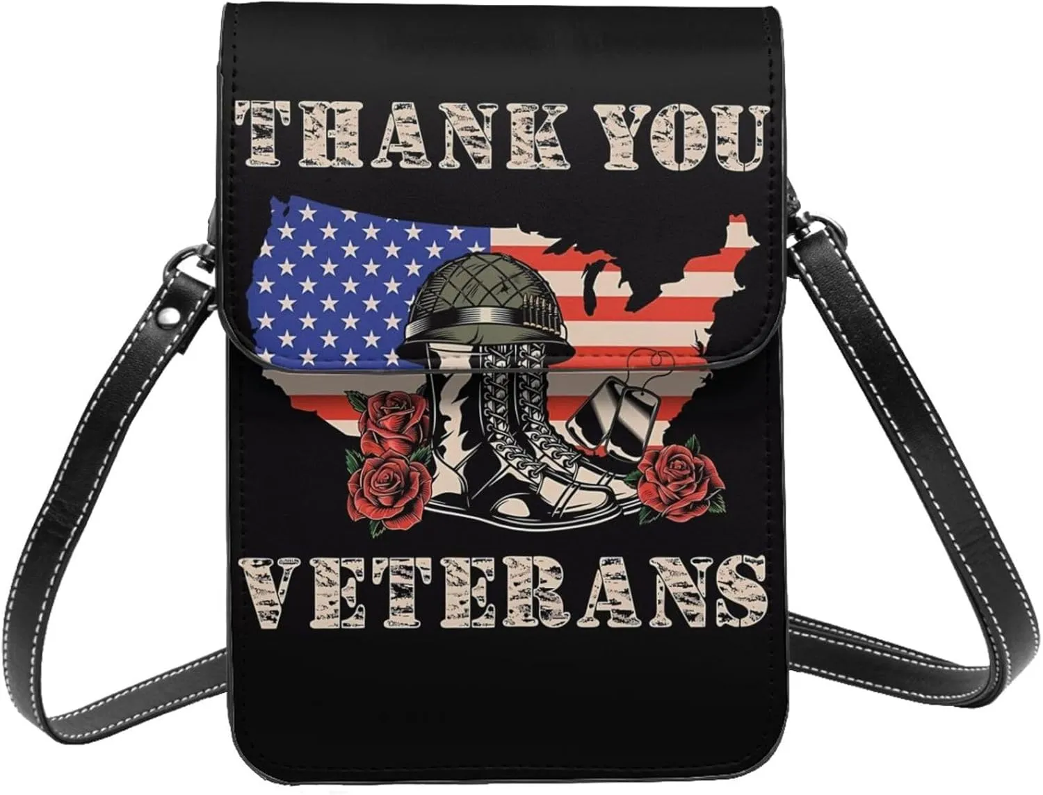 Veterans Day and Eagle USA Flag Cell Phone Purse Small Crossbody Bag For Women Men Wallet Purse With Adjustable Strap