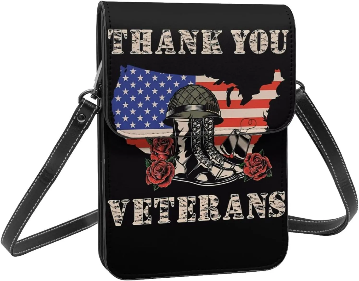 Veterans Day and Eagle USA Flag Cell Phone Purse Small Crossbody Bag For Women Men Wallet Purse With Adjustable Strap