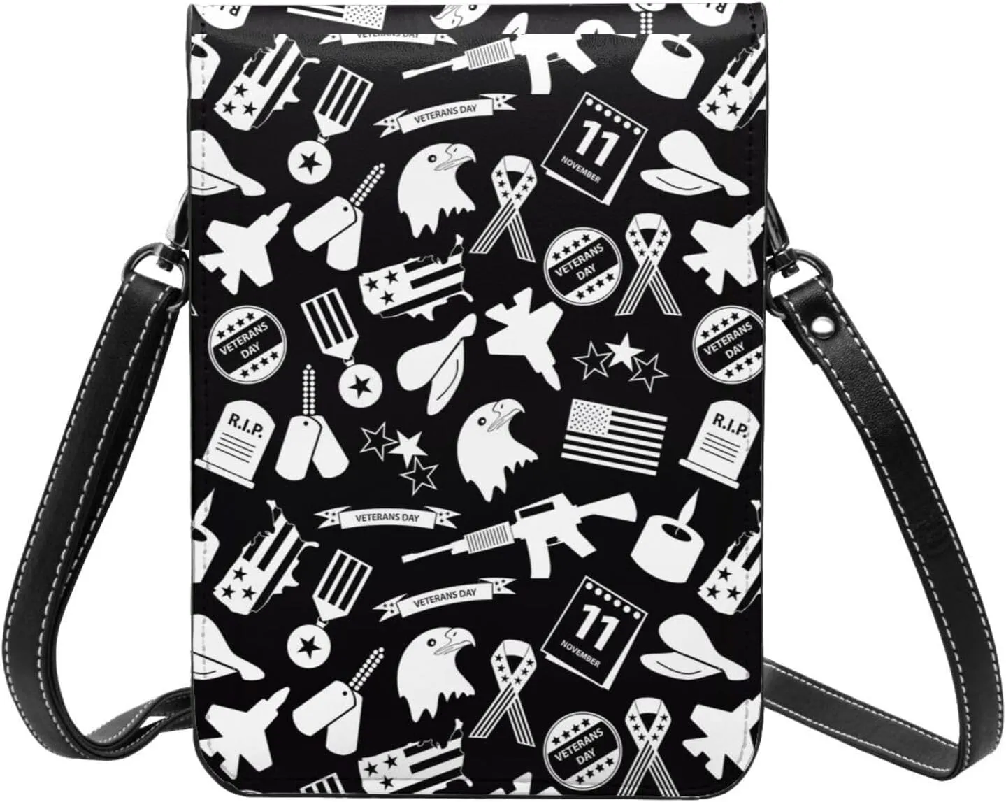 Veterans Day and Eagle USA Flag Cell Phone Purse Small Crossbody Bag For Women Men Wallet Purse With Adjustable Strap