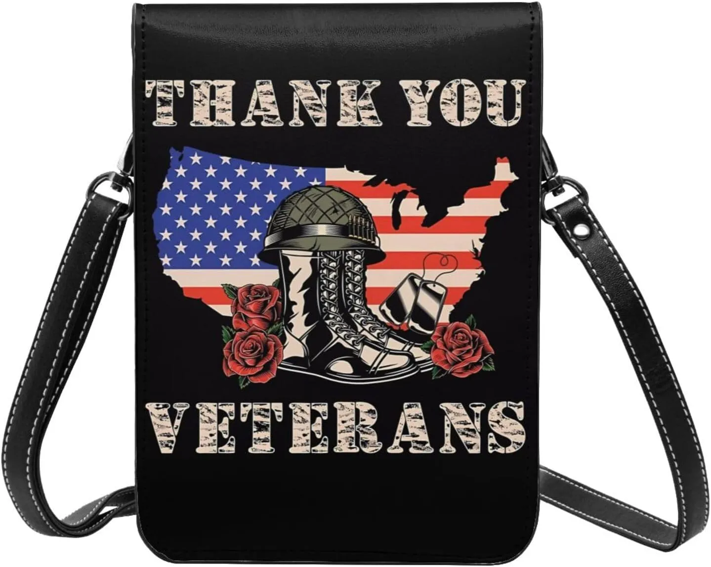 Veterans Day and Eagle USA Flag Cell Phone Purse Small Crossbody Bag For Women Men Wallet Purse With Adjustable Strap