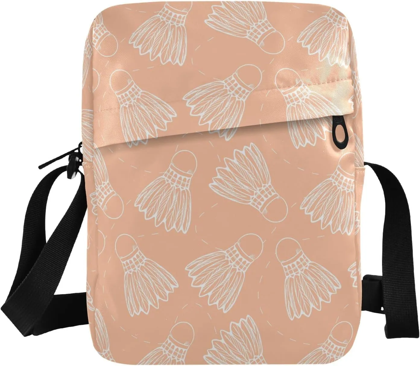 VIGTRO Small Messenger Bag Purse, Hand Draw Badminton Pattern Mini Crossbody Bag with Adjustable Strap for Women Men, Small Shoulder Bag for Travel Outdoor Sports
