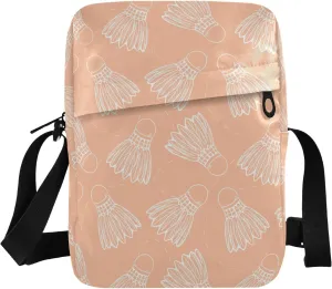 VIGTRO Small Messenger Bag Purse, Hand Draw Badminton Pattern Mini Crossbody Bag with Adjustable Strap for Women Men, Small Shoulder Bag for Travel Outdoor Sports