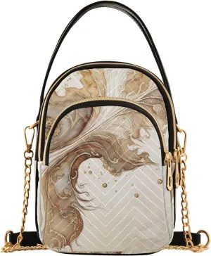 Vintage Gold Fluid Crossbody Sling Bags for Women, Compact Fashion Handbag with Chain Strap Top handle for Evening Party Dating Travel
