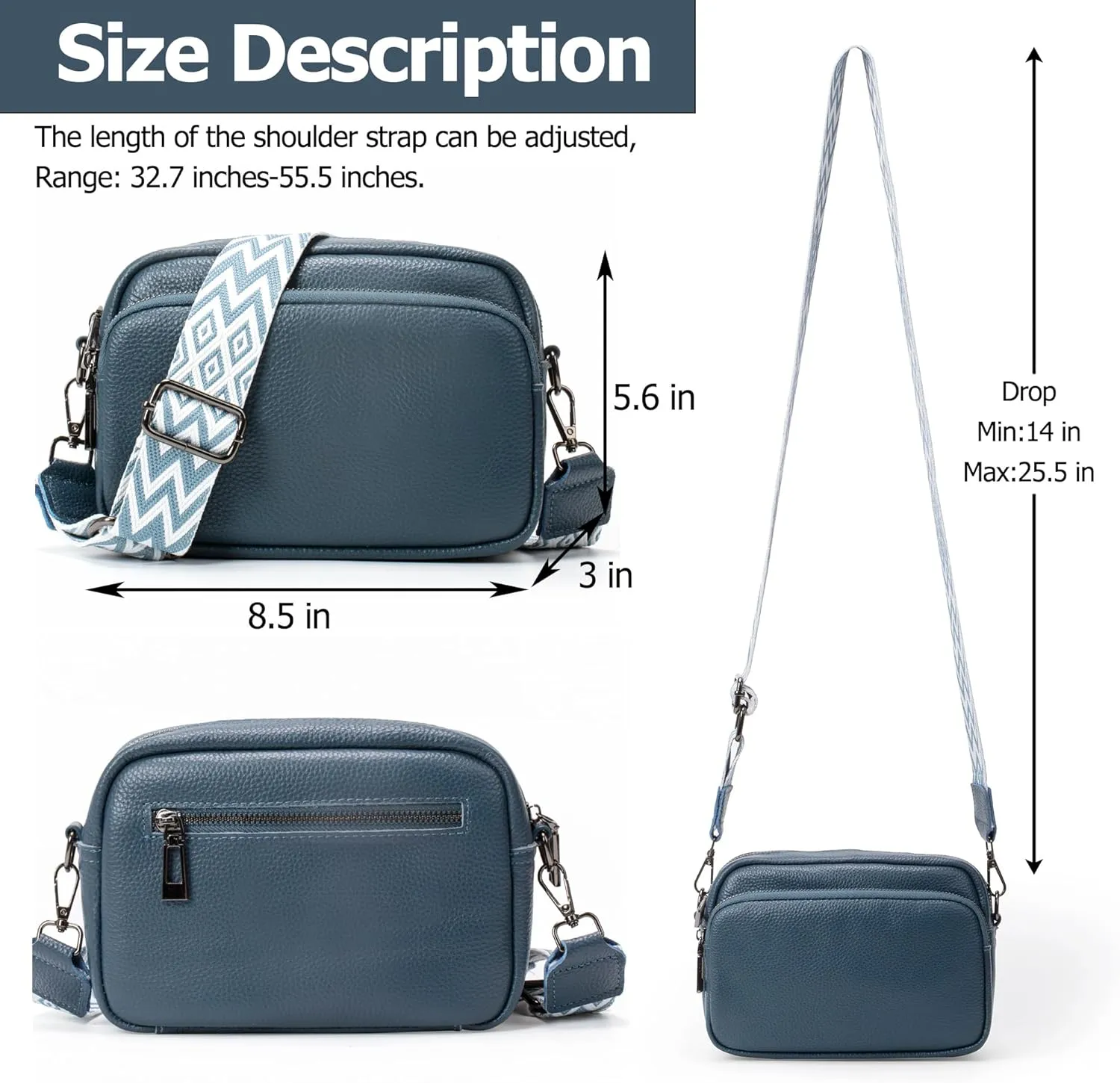 VODIU Crossbody Bags for Women Purses Handbags Leather Shoulder Bag with Guitar Strap Cross Body Bag for Woman Trendy Purse