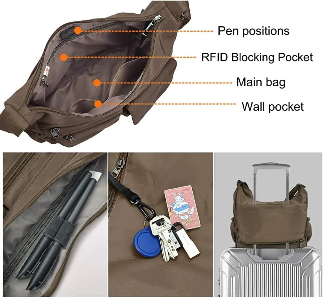 VOLGANIK ROCK Crossbody Bags for Women RFID Lightweight Travel Shoulder Bag Waterproof Nylon purses and handbags Pocketbook