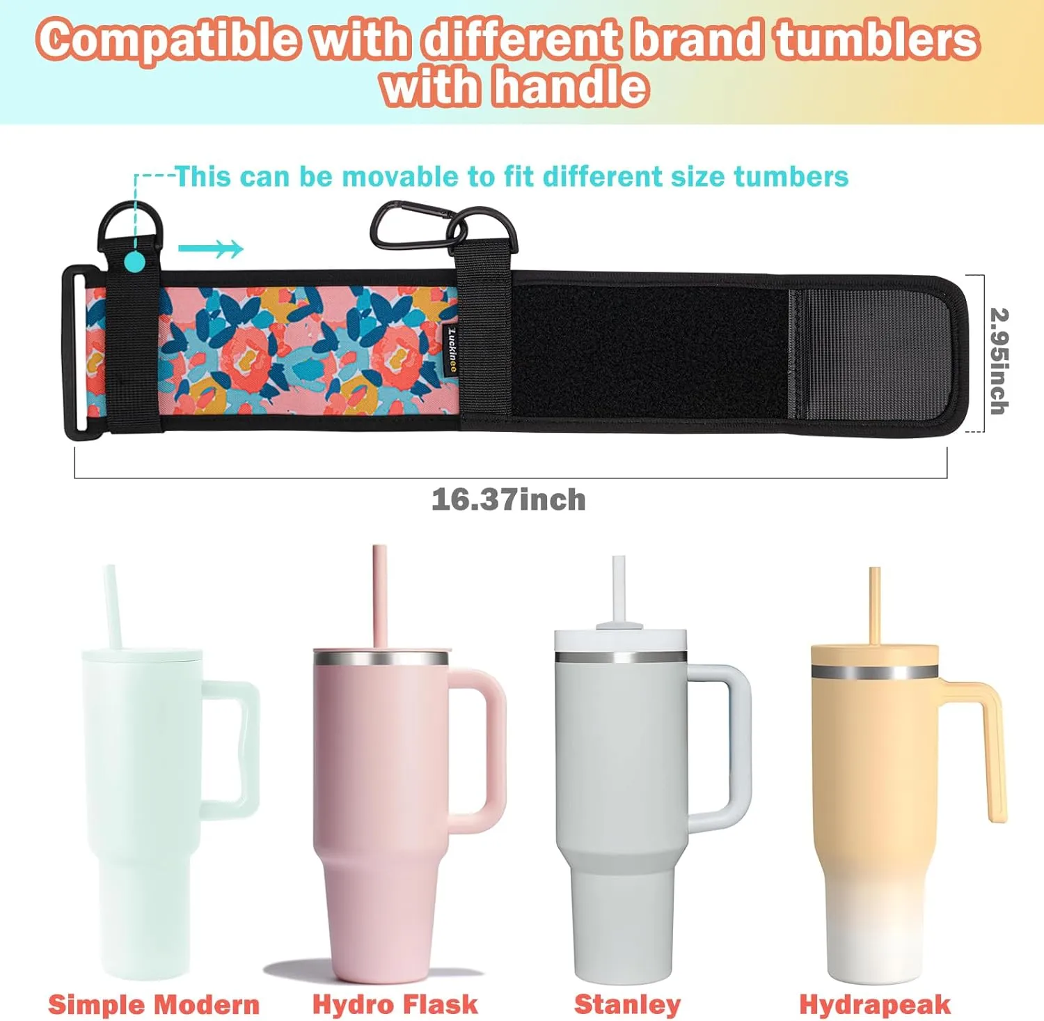 Water Bottle Carrier Holder with Shoulder Strap Water Bottle Handle Strap Sling for Stanley 30&40oz Tumblers with 2pc Straw Covers Toppers for Stanley Cup Accessories (Leaf Print)