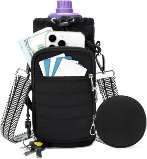 Water Bottle Carrier with Strap Water Bottle Holder with Strap Water Bottle Carrier Bag, Water Bottle Bag with Phone Pocket for Walking, Hiking, Cycling