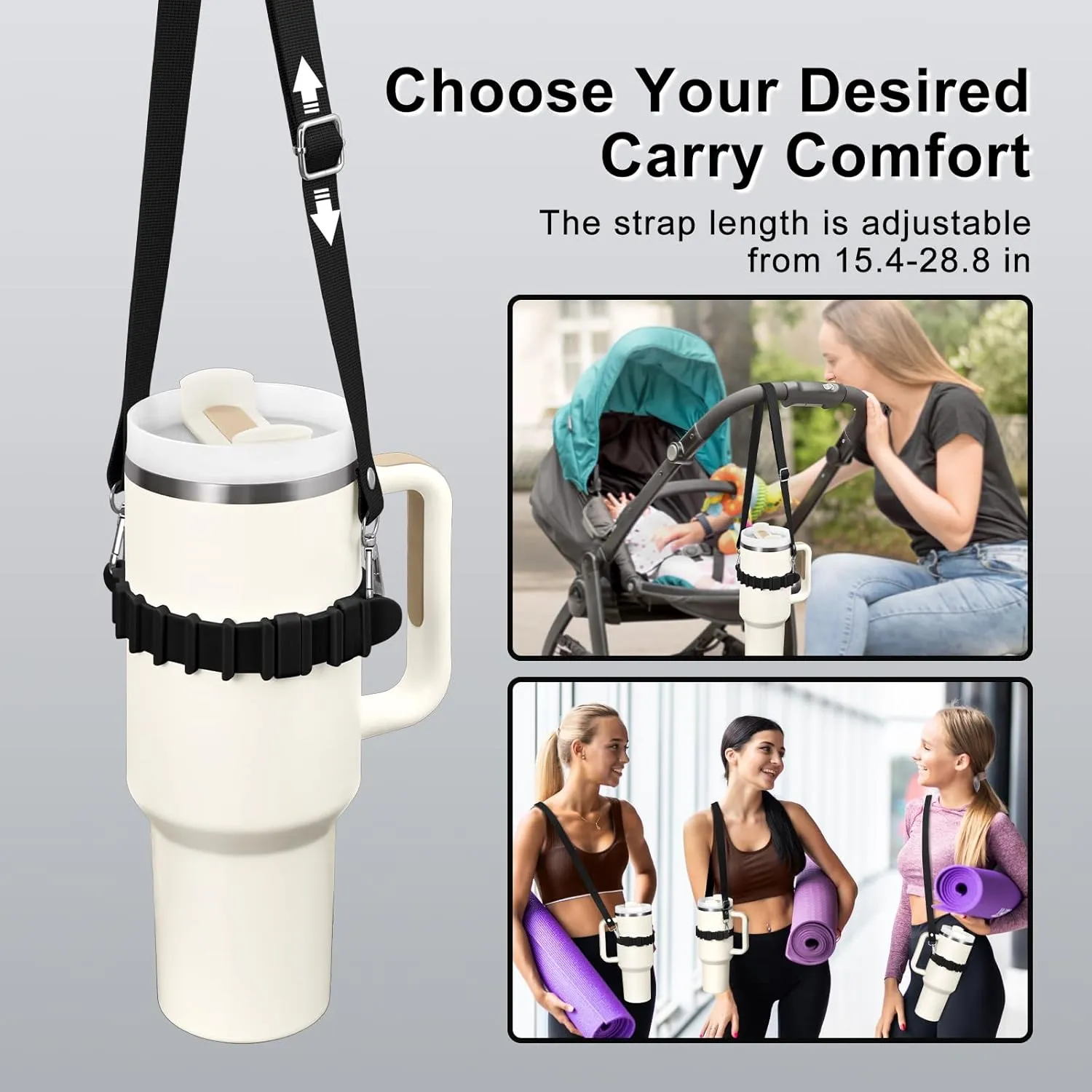 Water Bottle Holder with Strap for Stanley Cup Accessories,Adjustable Shoulder Strap Compatible with Stanley Tumbler,Owala,Hydroflask, YETI and More