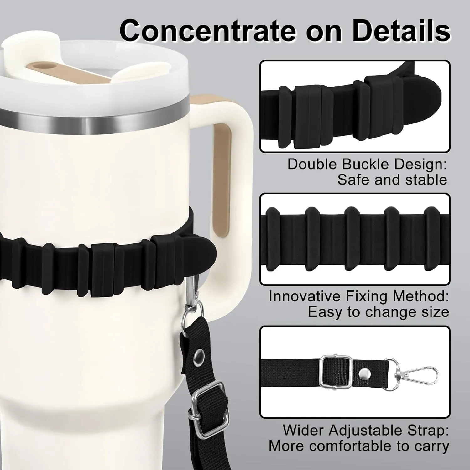 Water Bottle Holder with Strap for Stanley Cup Accessories,Adjustable Shoulder Strap Compatible with Stanley Tumbler,Owala,Hydroflask, YETI and More
