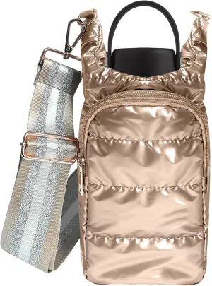 Water Bottle Holder with Strap Quilted Crossbody HydroBag Stylish Puffer Waterbottle Purses Water Bottle Sling Bag Water Bottle Accessories for Gifts Outdoor Travel Walking Hiking Camping