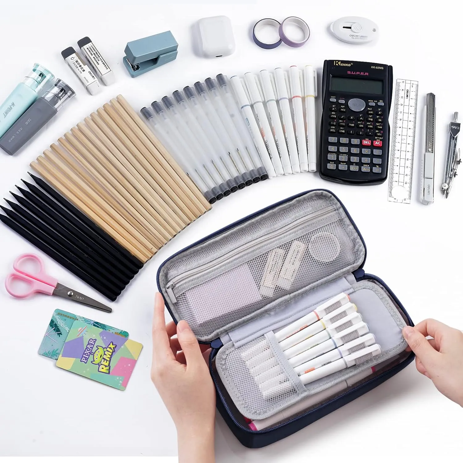 WEMATE Large Pencil Case, Big Capacity Pencil Pouch Stationery Pen Bag, Storage High Capacity Bag Pouch Holder Box Organizer, Marker Pen Case for Women & Men
