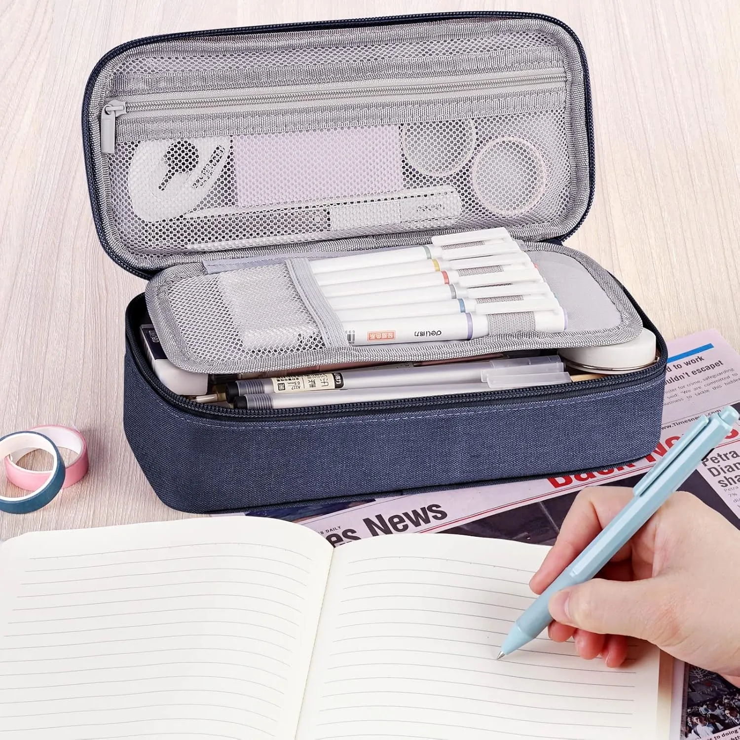 WEMATE Large Pencil Case, Big Capacity Pencil Pouch Stationery Pen Bag, Storage High Capacity Bag Pouch Holder Box Organizer, Marker Pen Case for Women & Men