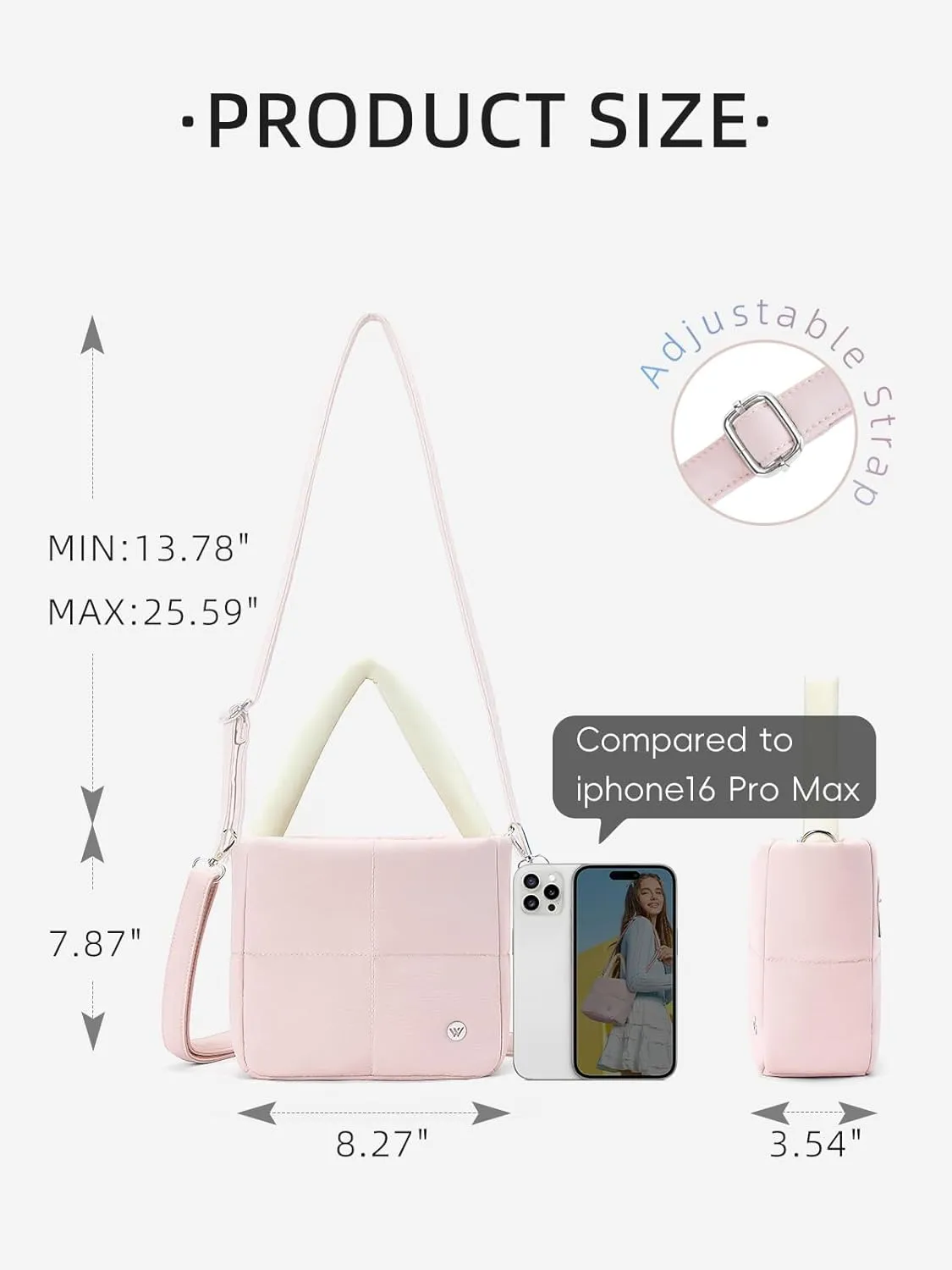 WESTBRONCO Puffer Crossbody Bags for Women, Nylon Quilted Shoulder Purse Designer Handbags with Adjustable & Detachable Strap