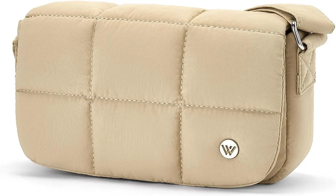 WESTBRONCO Small Puffer Crossbody Bags for Women Nylon Shoulder Bag Quilted Crossbody Purse with Adjustable Strap