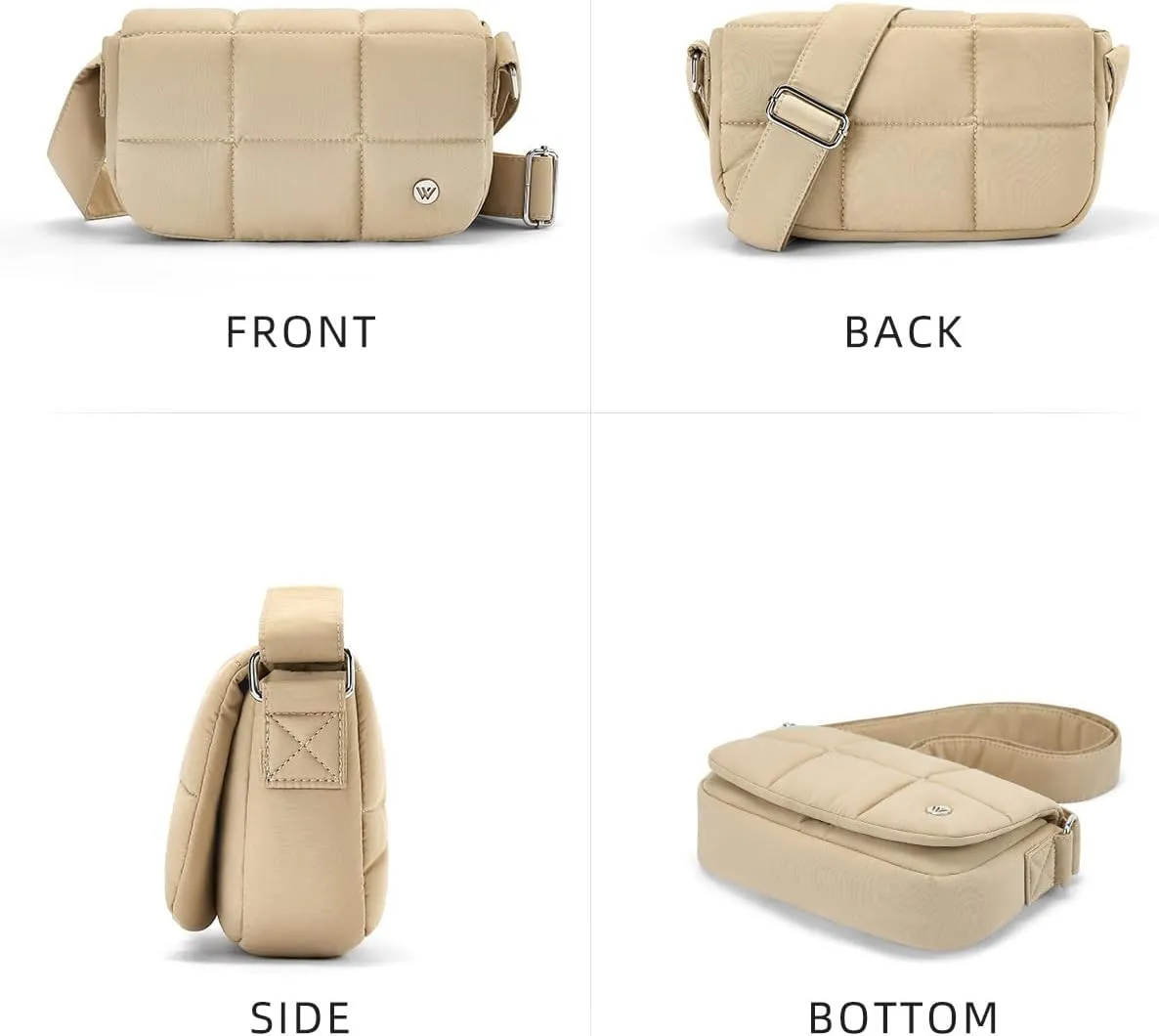 WESTBRONCO Small Puffer Crossbody Bags for Women Nylon Shoulder Bag Quilted Crossbody Purse with Adjustable Strap