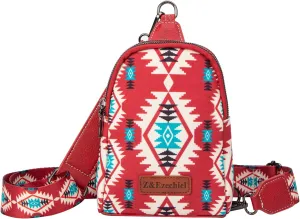 Western Boho Small Crossbody Sling Bag for Women Cotton Canvas Crossbody Bags Fanny Packs Chest Bag Purse for Travel