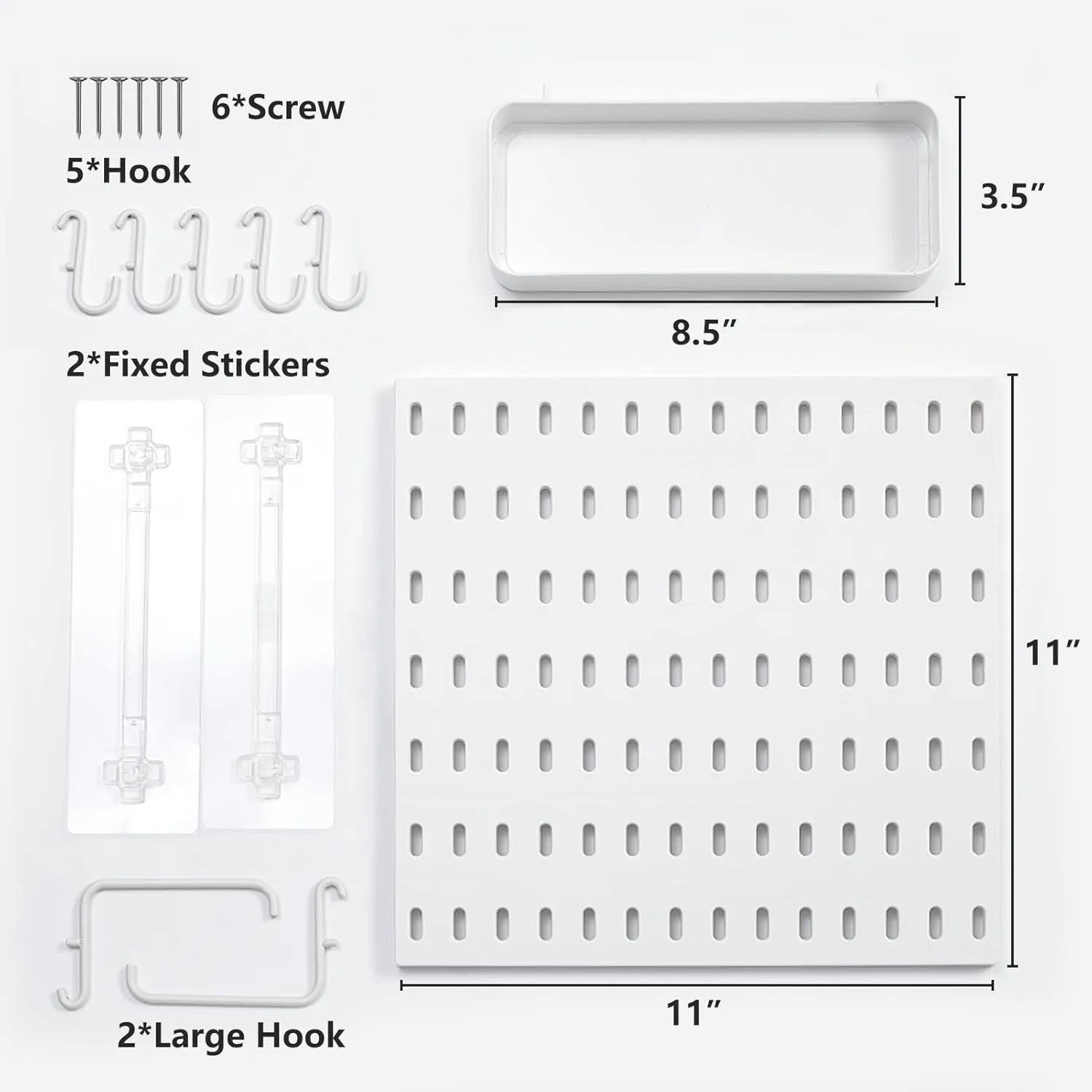 White Pegboard Wall Organizer, Pegboard Combination Kit for Home, Office, Small Peg Board Gaming, Key Holder, Peg Board Wall Mounted(Hooks)