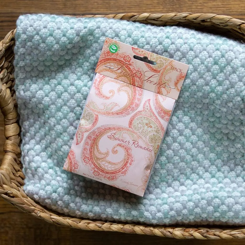 Willowbrook | Fresh Scents Scented Sachet Packet | Summer Romance | Air Freshener Bags for Drawers, Closets, Cars | 3 Pack | Long Lasting Home Fragrance