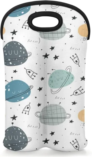 Wine Gifts for Women Men Space Imagination Wine Bottle Tote Bag Wine Carrire Protector Travel Picnic Acccessories Gifts Holds 2 Bottles