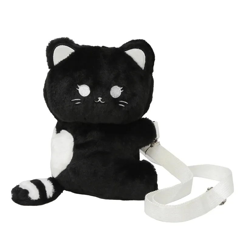 Winter Cute Soft Plush Cartoon Cat Crossbody Bags for Girls Kawaii Personality Ladies Small Shoulder Bag Gift Bag for Children