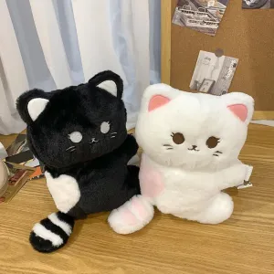 Winter Cute Soft Plush Cartoon Cat Crossbody Bags for Girls Kawaii Personality Ladies Small Shoulder Bag Gift Bag for Children