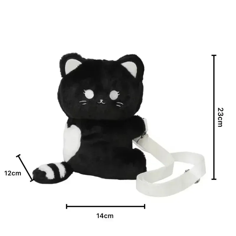 Winter Cute Soft Plush Cartoon Cat Crossbody Bags for Girls Kawaii Personality Ladies Small Shoulder Bag Gift Bag for Children