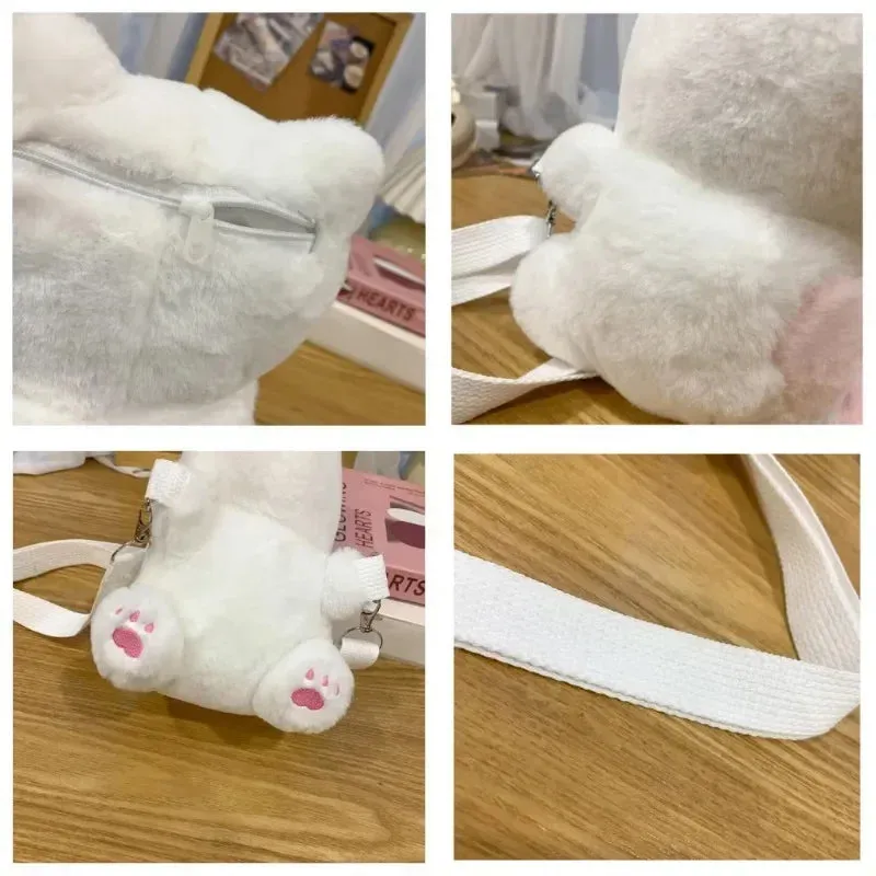 Winter Cute Soft Plush Cartoon Cat Crossbody Bags for Girls Kawaii Personality Ladies Small Shoulder Bag Gift Bag for Children