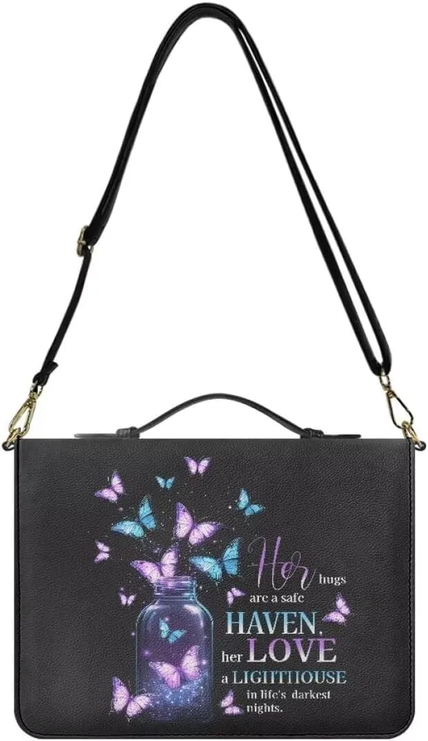 Women Bible Cover with Adjustable Strap Shoulder Strap Bag Bible Carrying Case for Church Services