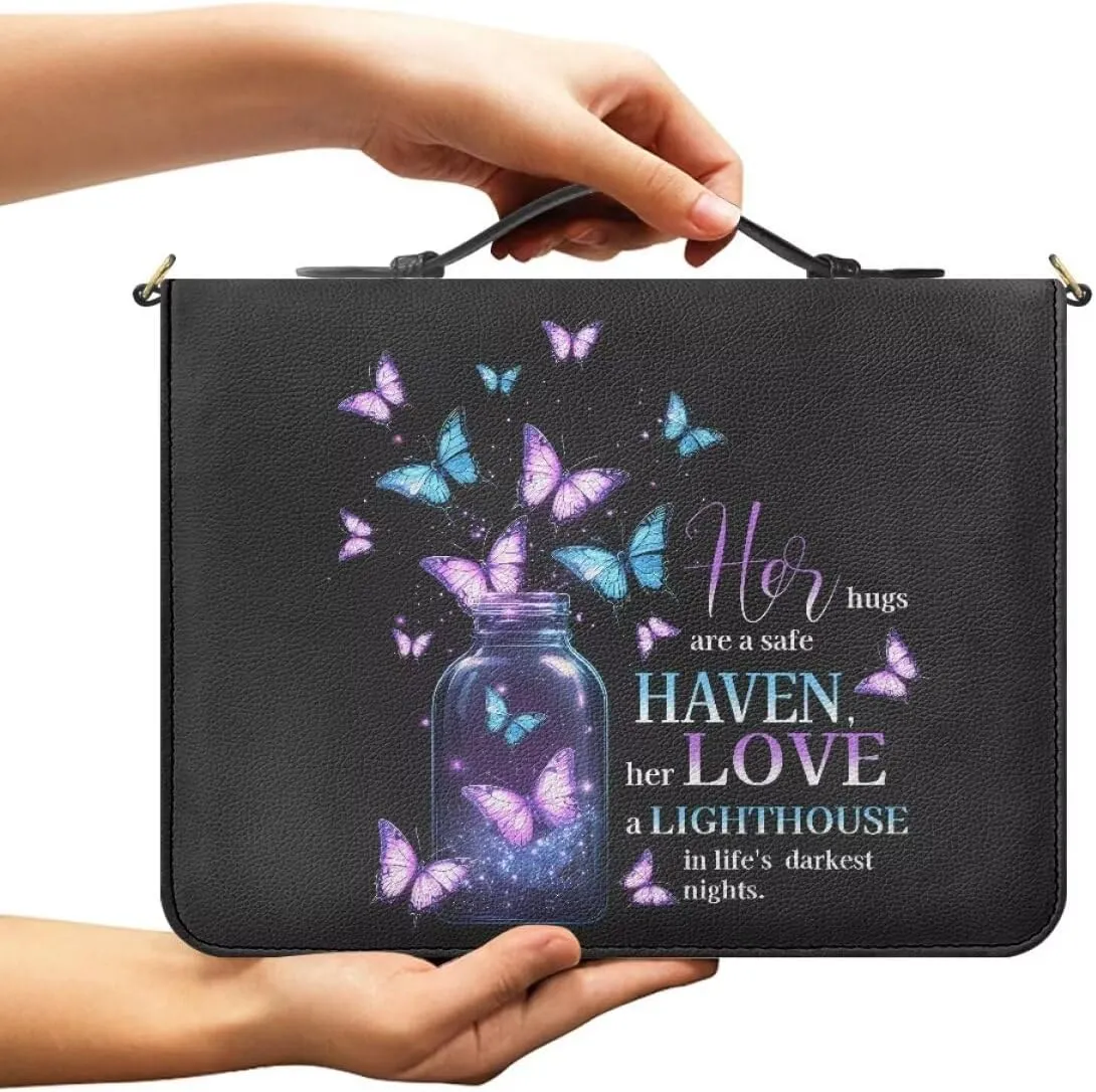 Women Bible Cover with Adjustable Strap Shoulder Strap Bag Bible Carrying Case for Church Services