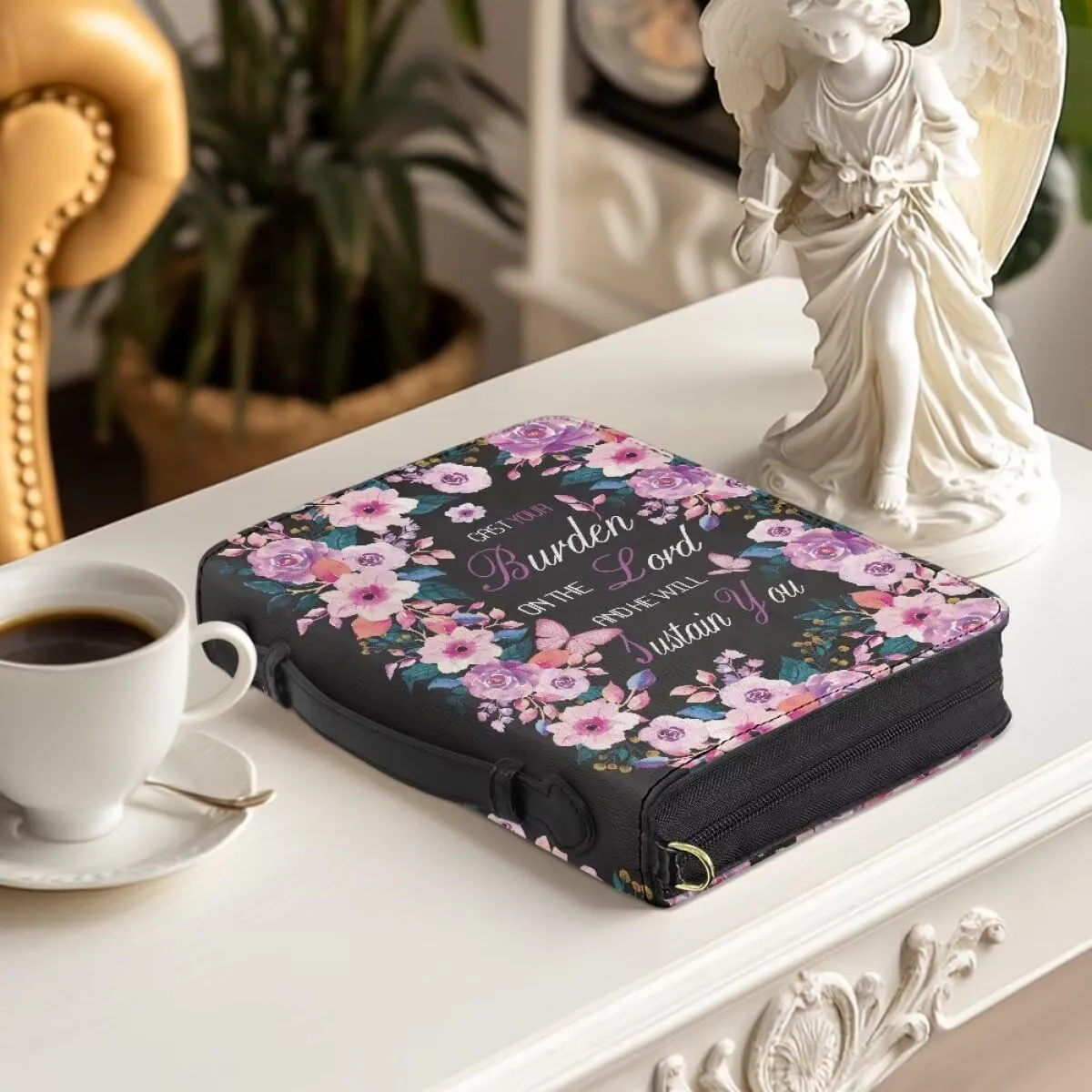 Women Bible Cover with Adjustable Strap Shoulder Strap Bag Bible Carrying Case for Church Services