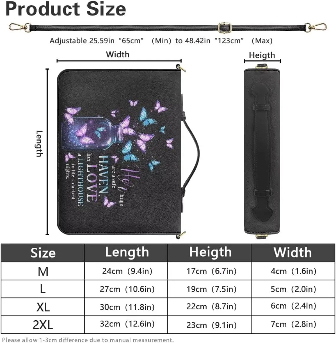Women Bible Cover with Adjustable Strap Shoulder Strap Bag Bible Carrying Case for Church Services
