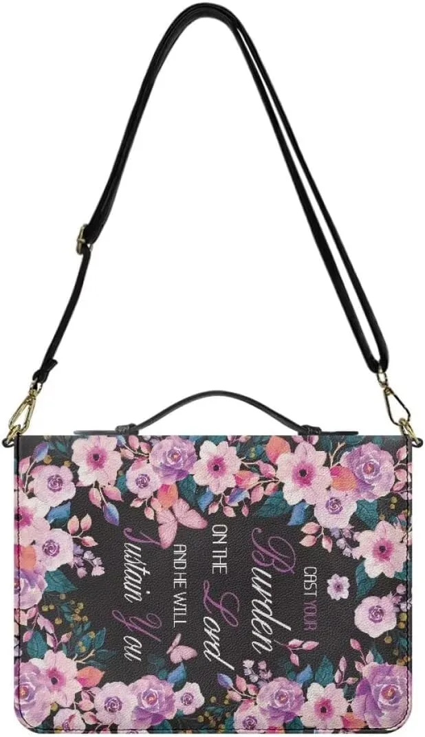Women Bible Cover with Adjustable Strap Shoulder Strap Bag Bible Carrying Case for Church Services