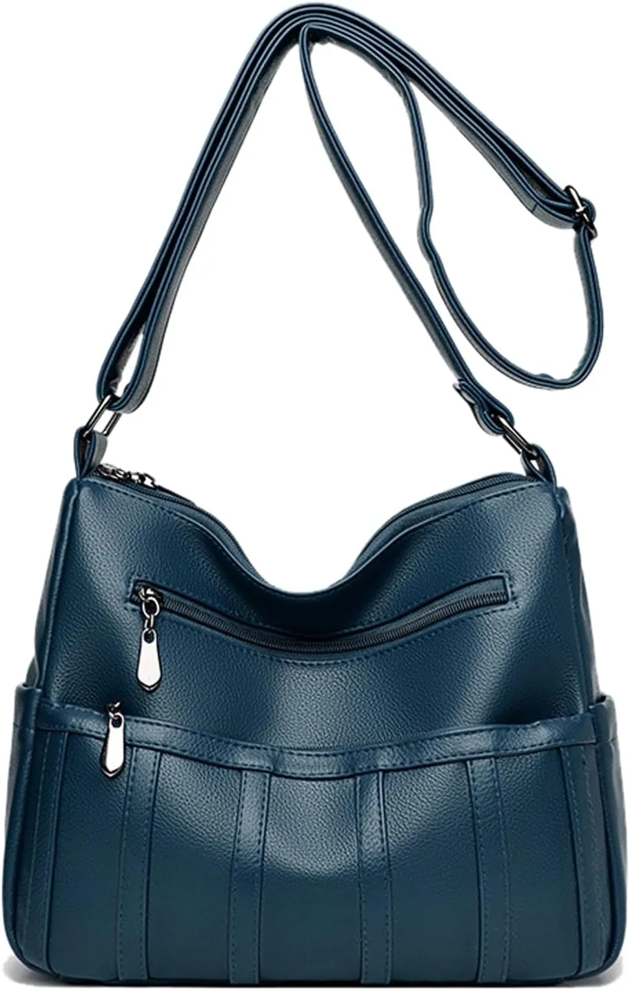 Women Leather Crossbody Bag Solid Color Large Capacity Shoulder Purse Trendy Tote Bag for Mom Seniors
