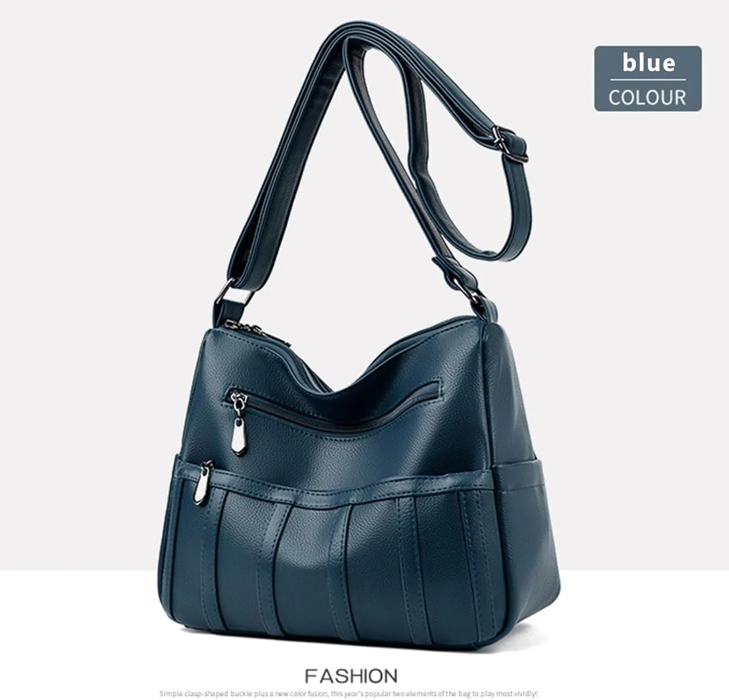 Women Leather Crossbody Bag Solid Color Large Capacity Shoulder Purse Trendy Tote Bag for Mom Seniors