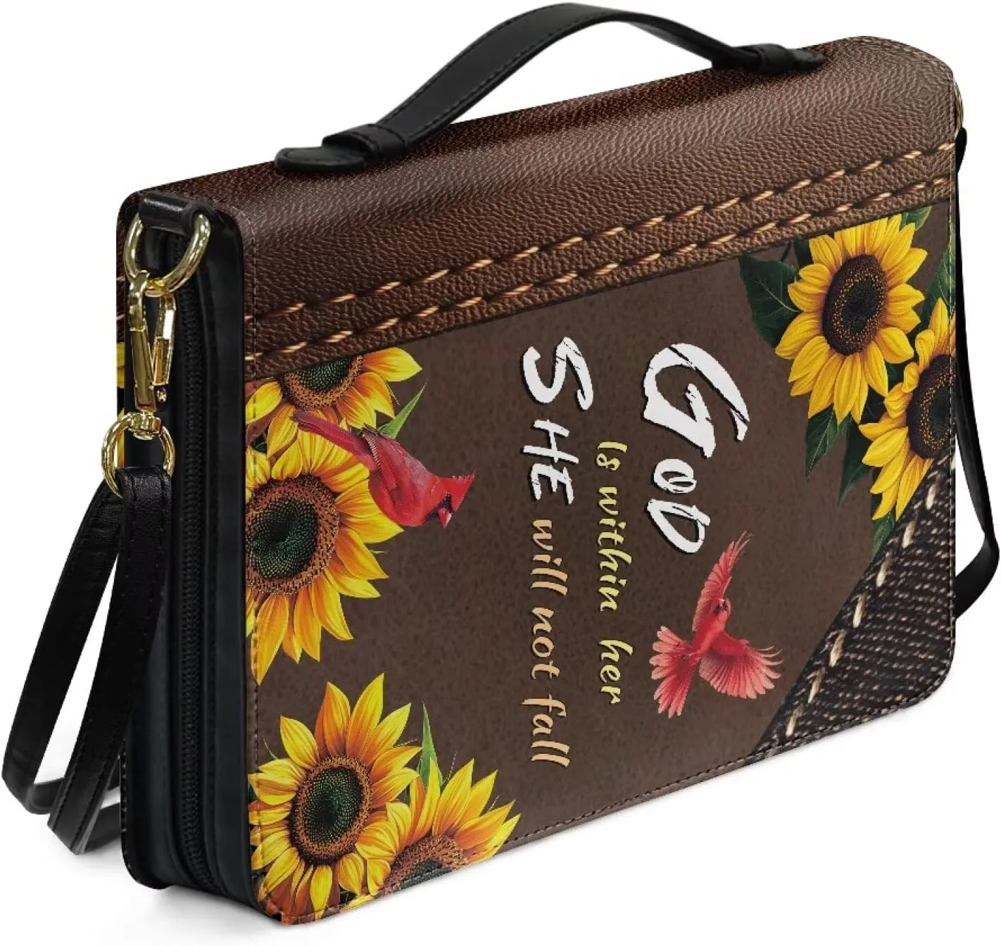 Women Men Bible Cover with Adjustable Strap Shoulder Strap Bag Bible Carrying Case for Church Services Bible Case
