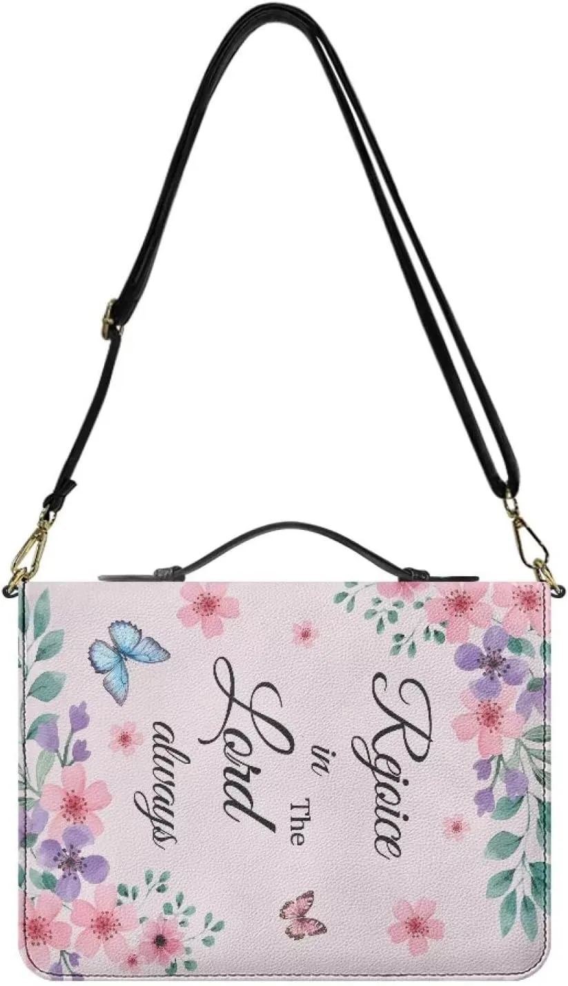 Women Men Bible Cover with Adjustable Strap Shoulder Strap Bag Bible Carrying Case for Church Services