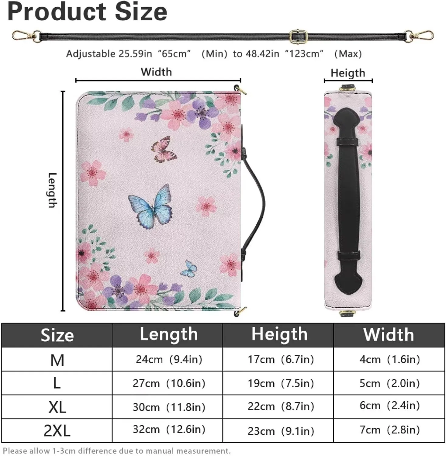 Women Men Bible Cover with Adjustable Strap Shoulder Strap Bag Bible Carrying Case for Church Services