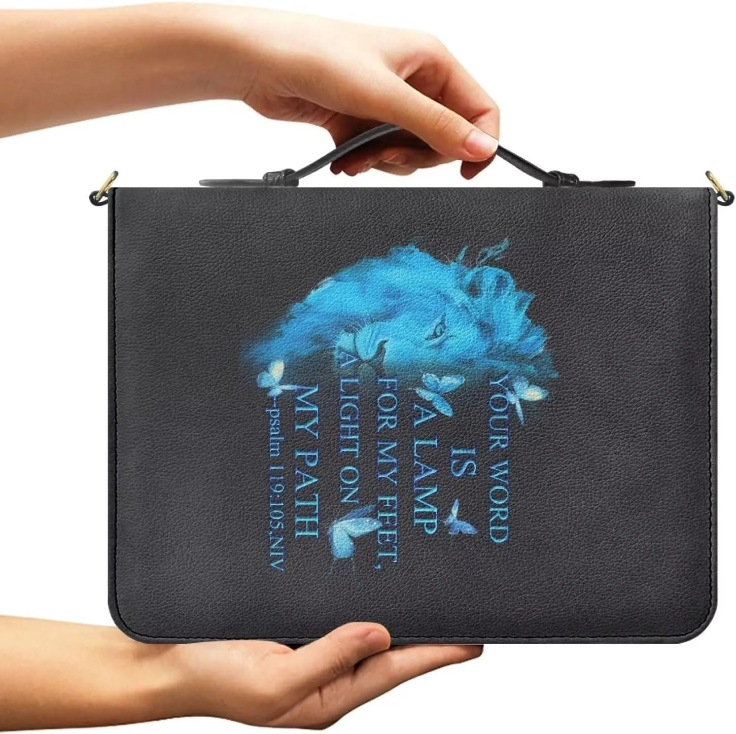 Women Men Bible Cover with Adjustable Strap Shoulder Strap Bag Bible Carrying Case for Church Services