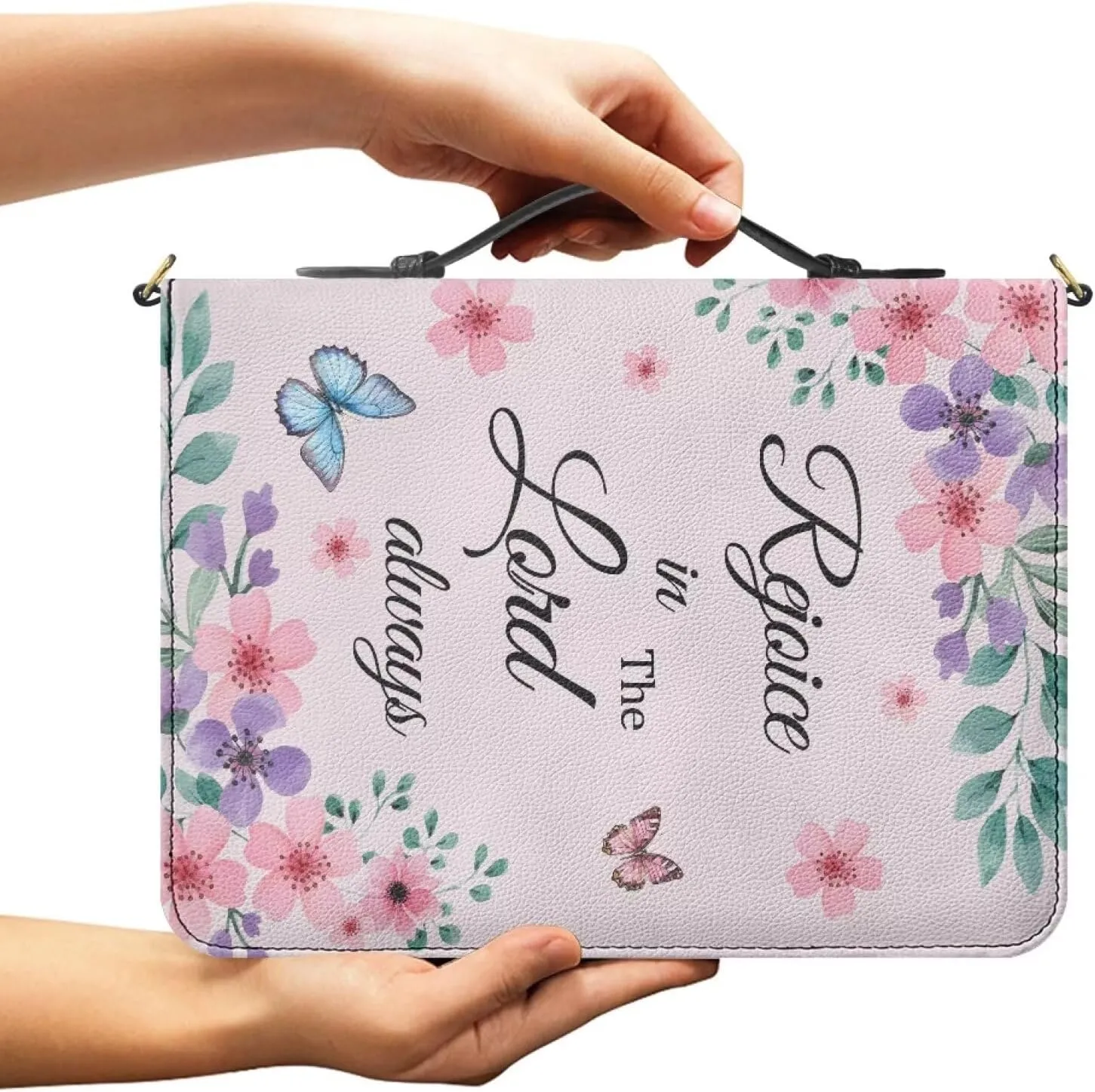 Women Men Bible Cover with Adjustable Strap Shoulder Strap Bag Bible Carrying Case for Church Services