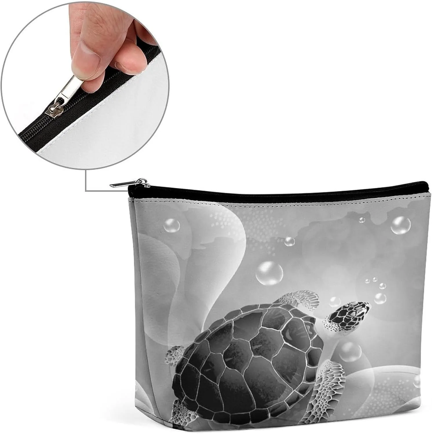 Women PU Leather Cosmetic Bag, Makeup Case Purse Holder Zipper Pouch Handbag Organizer Toiletry Storage 6.8x5.9x2.3 in