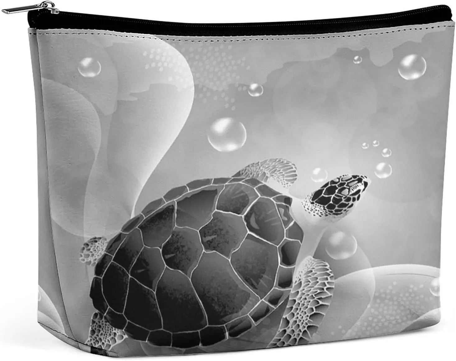 Women PU Leather Cosmetic Bag, Makeup Case Purse Holder Zipper Pouch Handbag Organizer Toiletry Storage 6.8x5.9x2.3 in