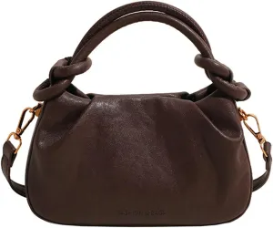 Women PU Leather Crossbody Handbag Small Pleated Shoulder Bag Cloud Tote Purse Versatile Satchel