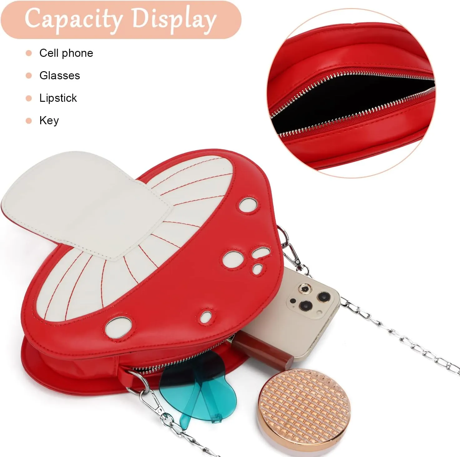 Women Unique Cute Mushroom Shaped Crossbody Purse Bags Small Lovely Shoulder Bags