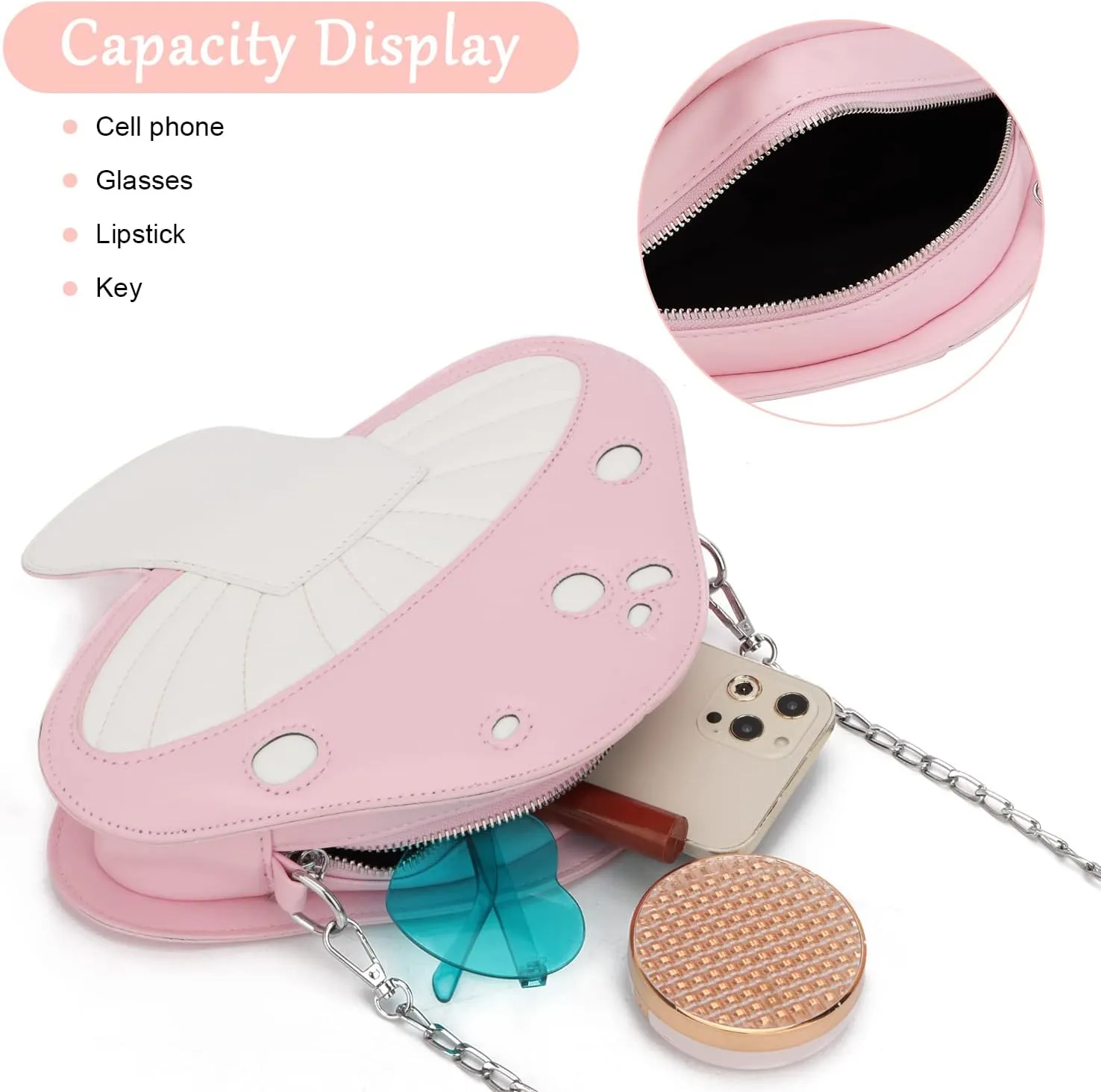 Women Unique Cute Mushroom Shaped Crossbody Purse Bags Small Lovely Shoulder Bags