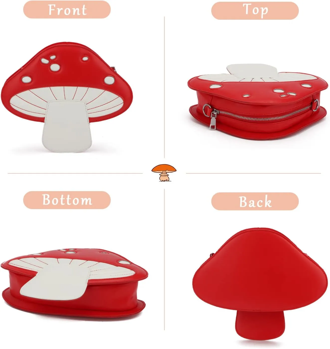 Women Unique Cute Mushroom Shaped Crossbody Purse Bags Small Lovely Shoulder Bags