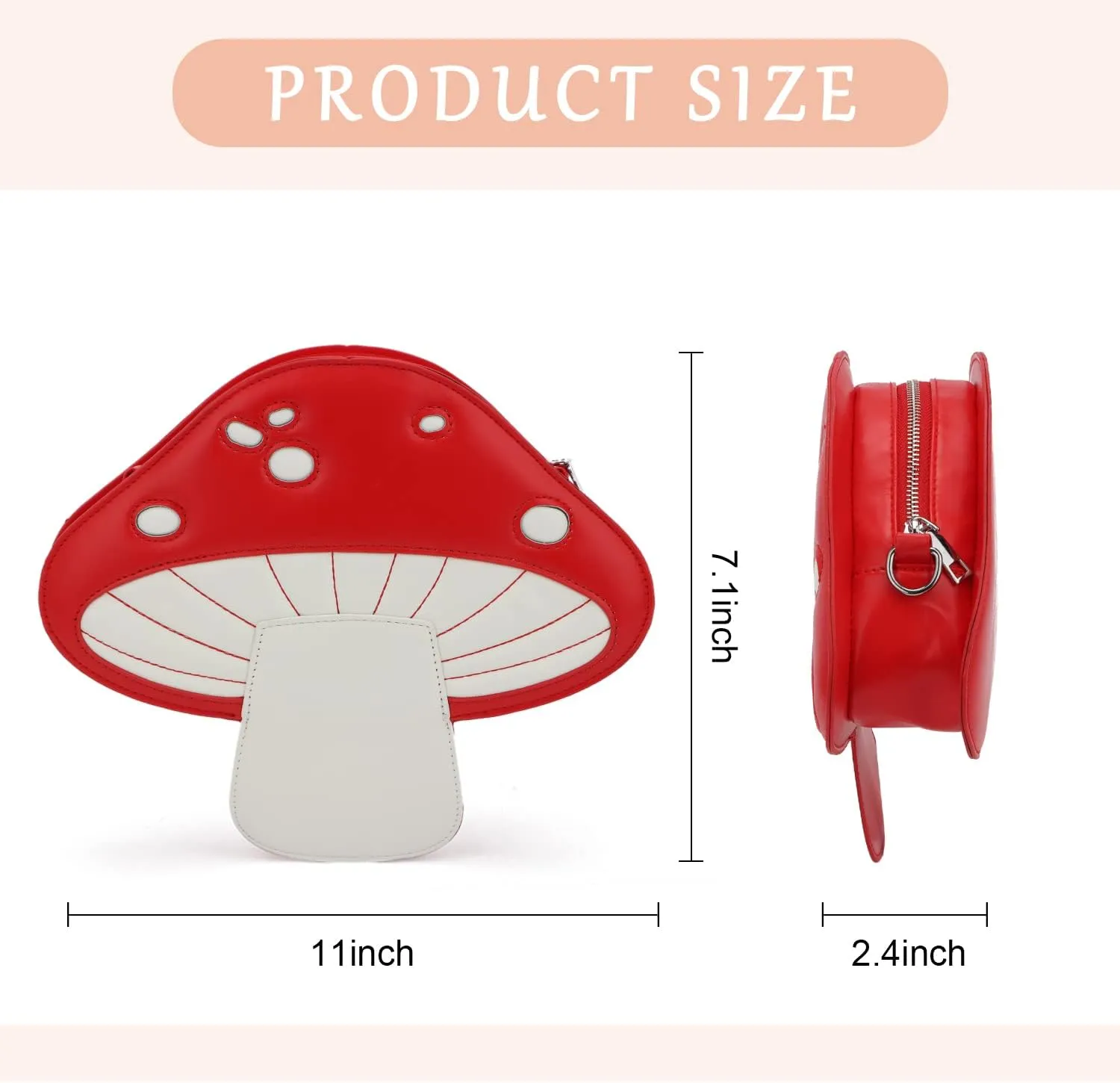 Women Unique Cute Mushroom Shaped Crossbody Purse Bags Small Lovely Shoulder Bags