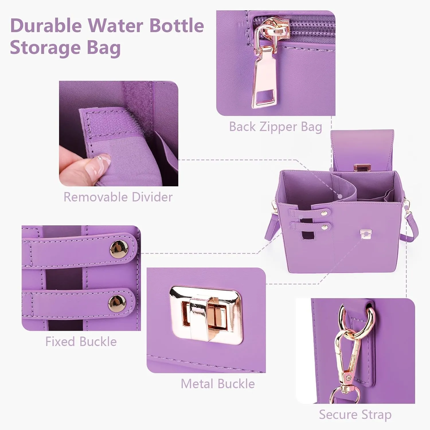 Women's Adjustable Crossbody Water Bottle Bag Lightweight Gym Cup Holder Purse, Outdoor Hiking Essentials Fits Stanley Cups