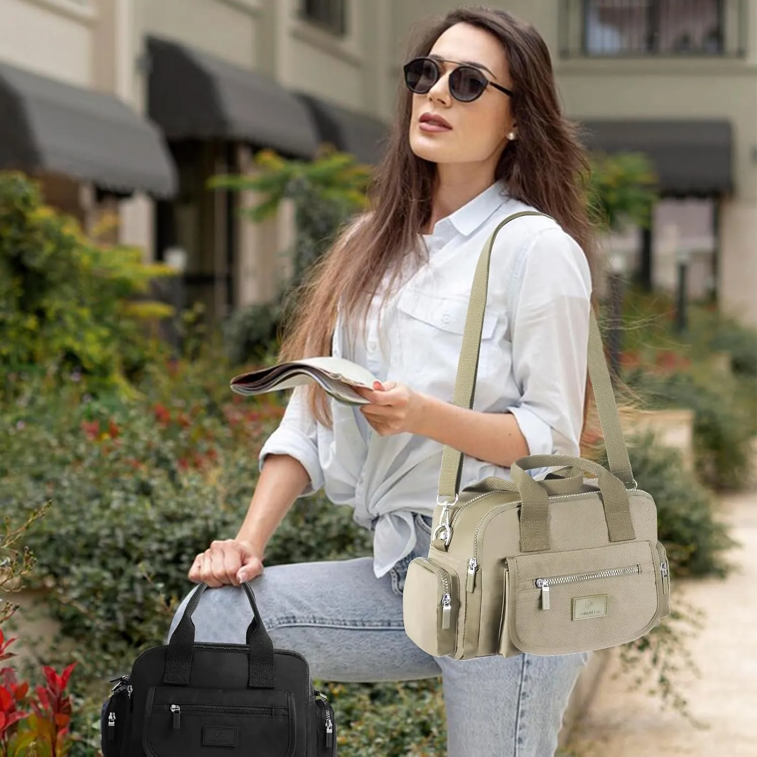 Women's Casual Shoulder Bag, Large Capacity Crossbody Bag, High-Density Nylon Waterproof Travel Wallet